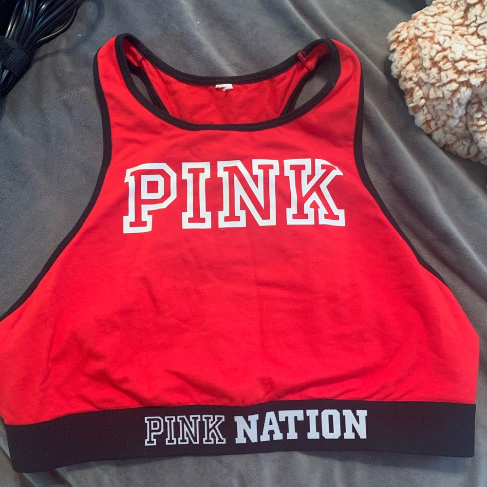 Pink sports bra